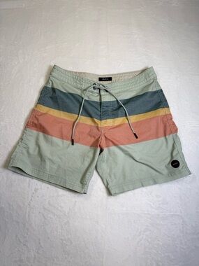 RVCA Men's Westport Drawstring 17”  Mint Multicolor Stripe Board Shorts